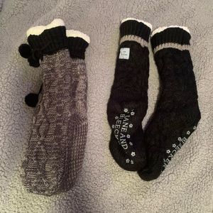 Warm fuzzy calf high slipper/socks